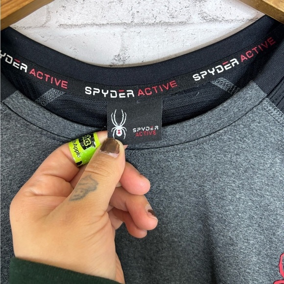Spyder Gray and Black Stretch Long Sleeve Tee - Picture 3 of 5